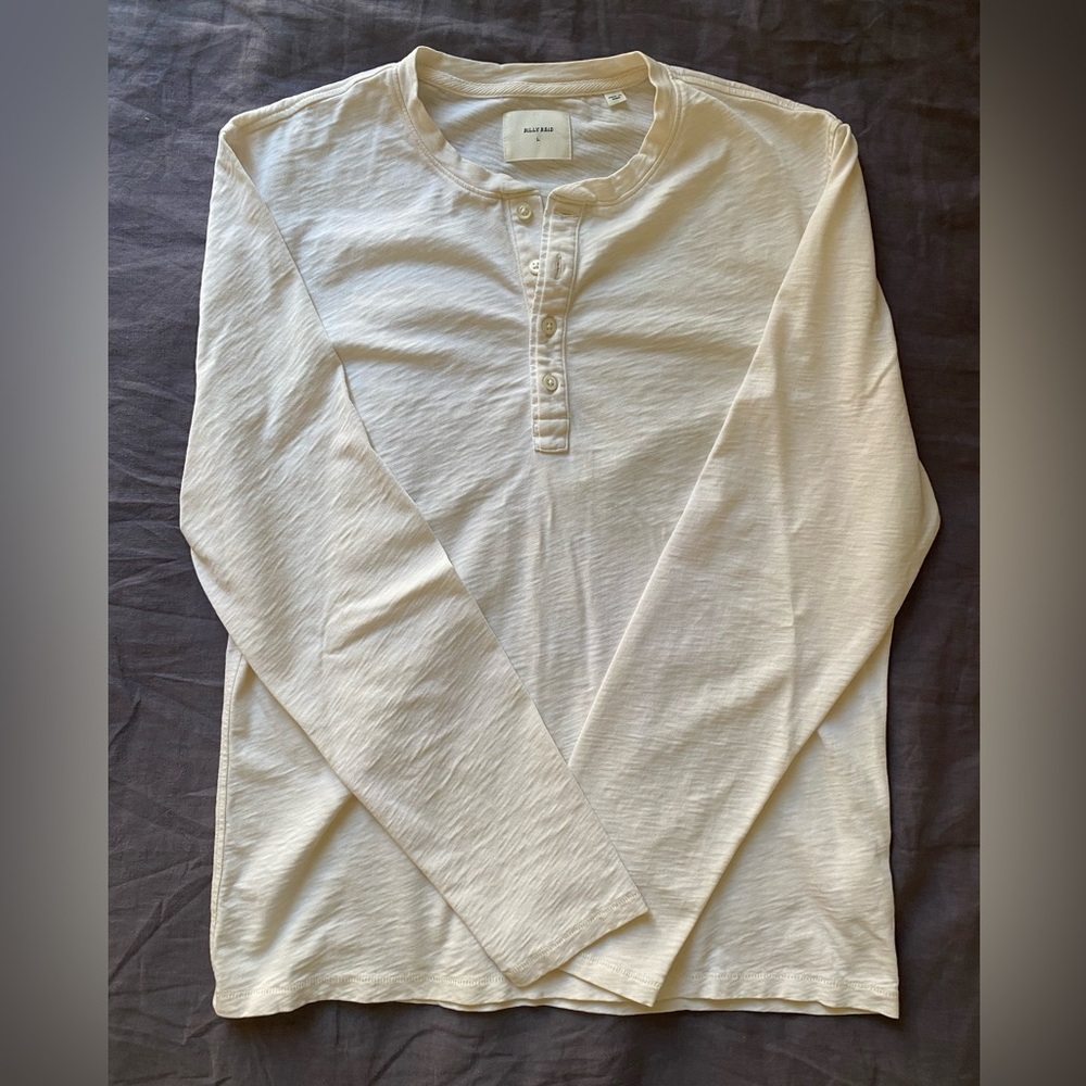 Billy Reid Long Sleeve Henley Shirt Large Pima Cotton